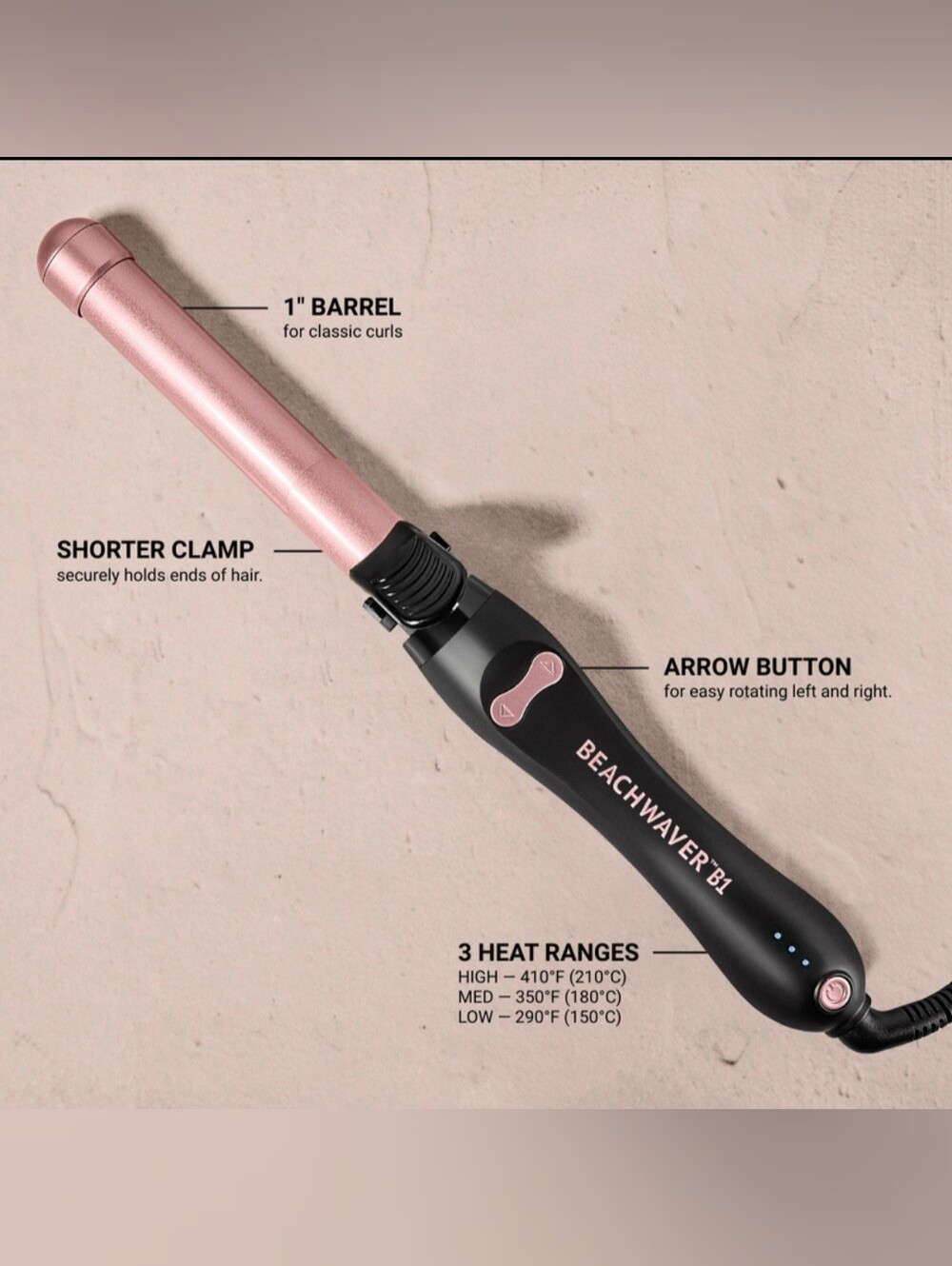 Beachwaver B1 Midnight Rose 1” Automatic Rotating Ceramic Curling Iron NIB